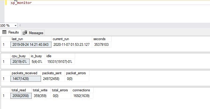 Stored Procedure for Getting System Statistics