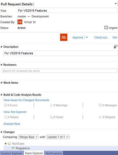 Visual Studio 2019 Pull Request 3
