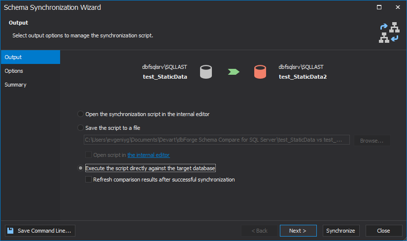 Synchronization Output Options