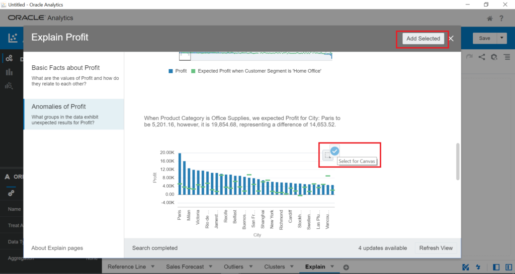 Explain Profit feature in Oracle Analytics