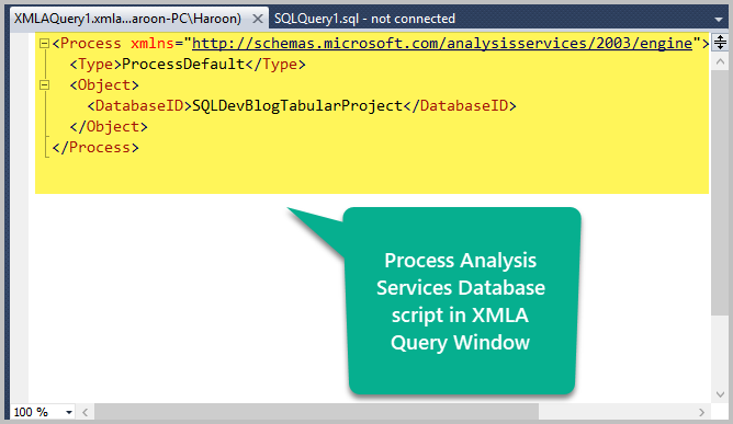 XMLA Query Window