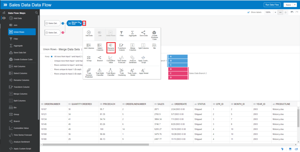 rename the columns to convenient names to use in your reports such as Order Date, etc.