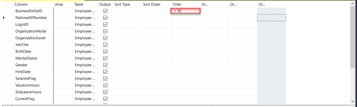 Filtering the Rows