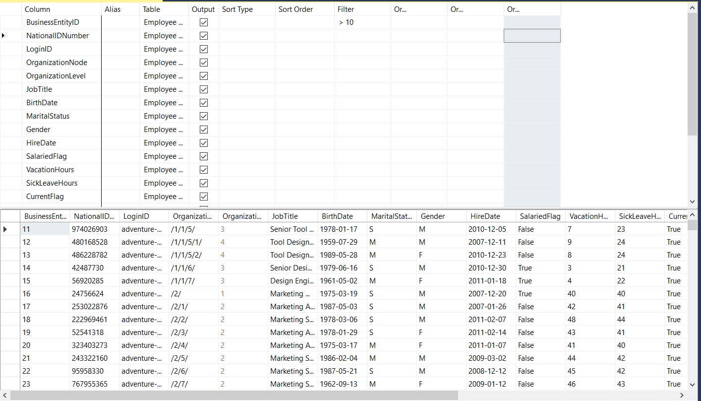 Result Grid