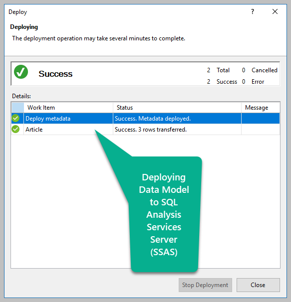 Deploying Data Model to SSAS