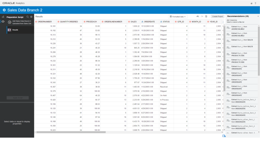 Continue adding new data set for the Branch 2 Sales data: