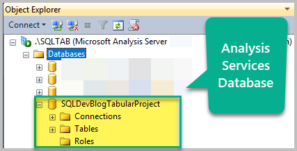 Navigating to the Analysis Services Database