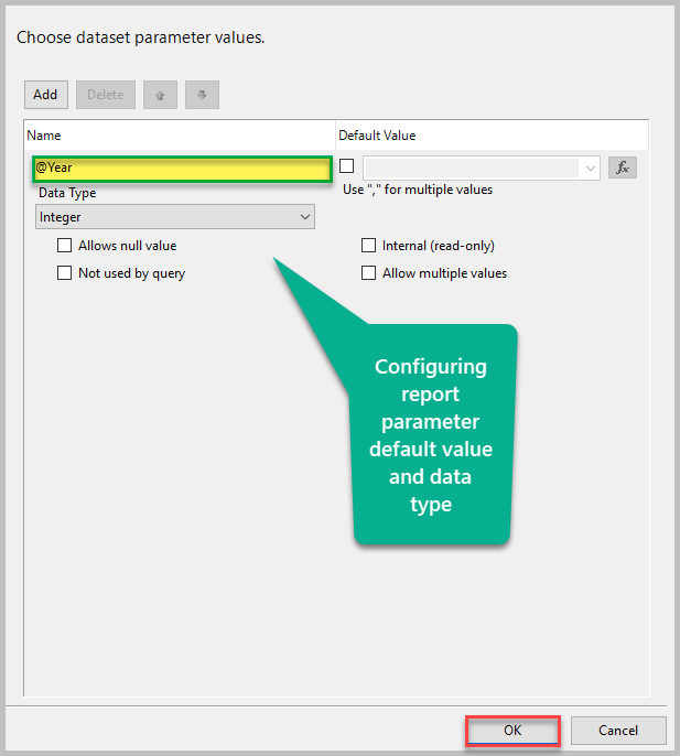 Configure The Dataset Parameter