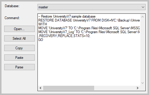 Enter Database Restoration Script