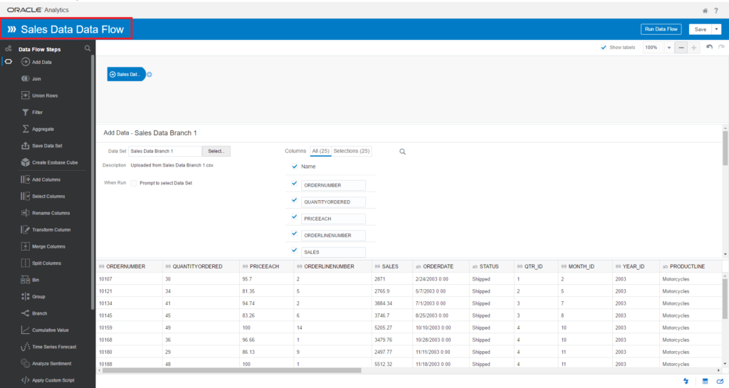 Rename the Data Flow project to Sales Data Flow