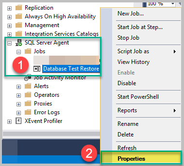 Database Test Restoration Properties