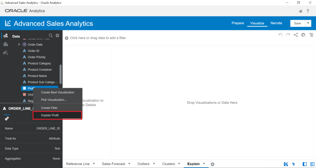 Explain feature in Advanced Sales Analytics