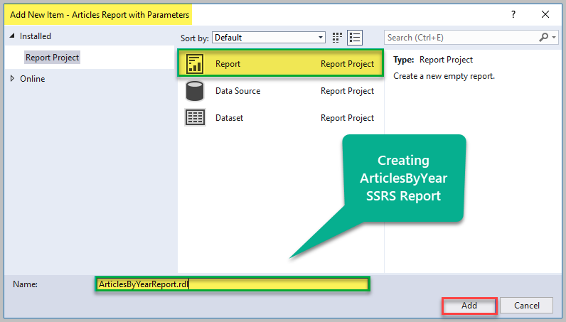 Add New Report With Parameter 2