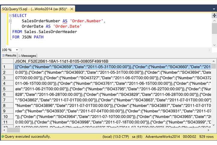 for-json-result-set