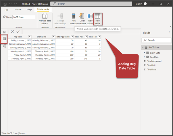 Adding Registration Date Table