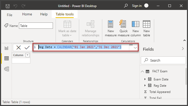 Creating a new date table