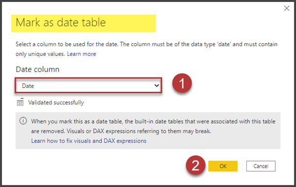 Mark as Date Table