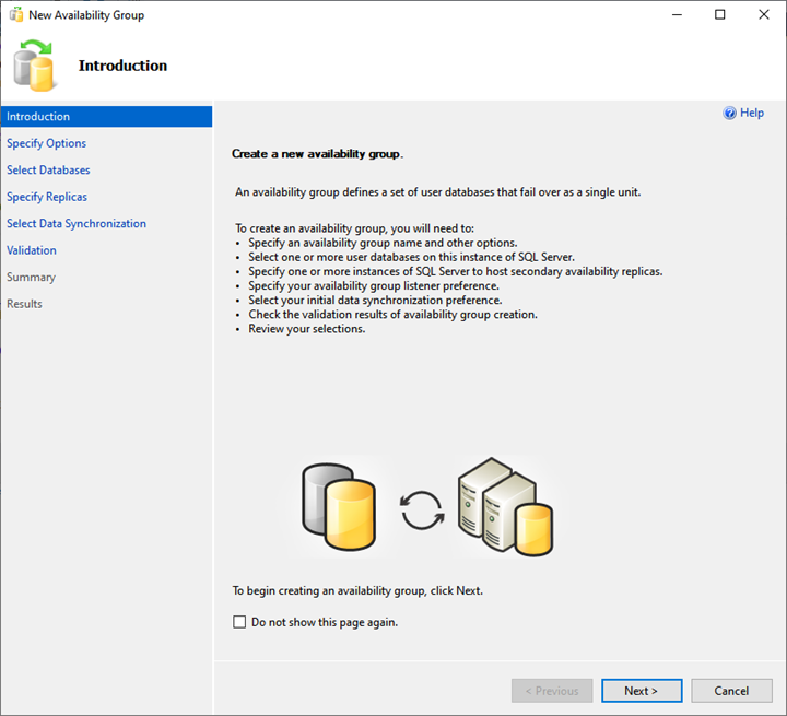 New Availability Group - Introduction screen