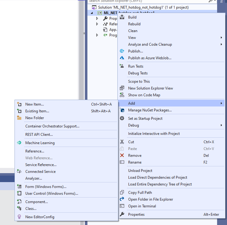 Adding ML .NET to our project