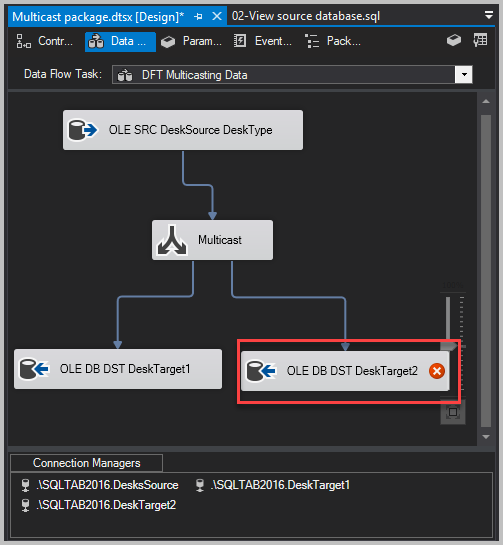 Right-click on the component and rename it to OLE DB DST DeskTarget2