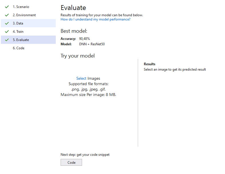 testing and evaluating the model