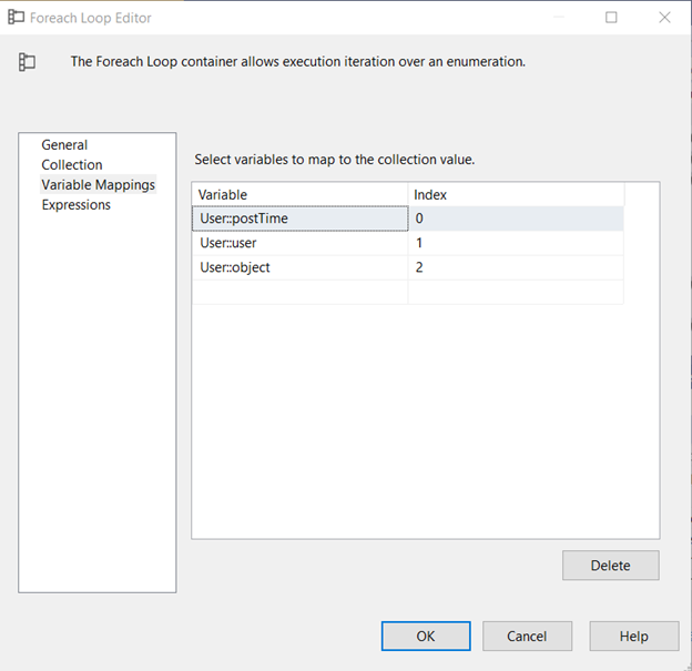 Setting the Variable Mappings based on the exact column arrangement of the recordset.