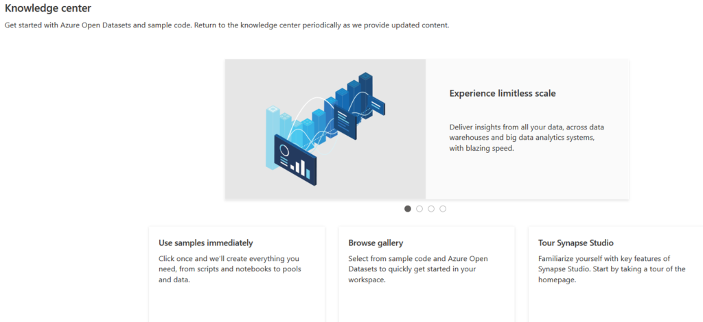 Knowledge center in  Synapse Analytics workspace