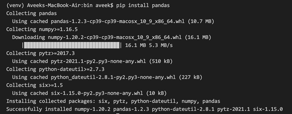 Installing Pandas on the local machine