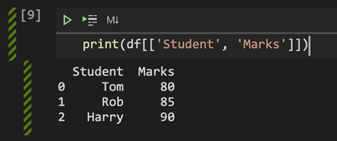 Selecting specified columns from dataset