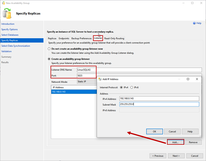 Specify the Listener DNS Name and its port in Listener DNS Name and Port text boxes