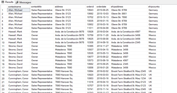 SQL Server INNER JOIN - Output of Listing 5