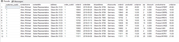 SQL INNER JOIN - Output of Listing 10