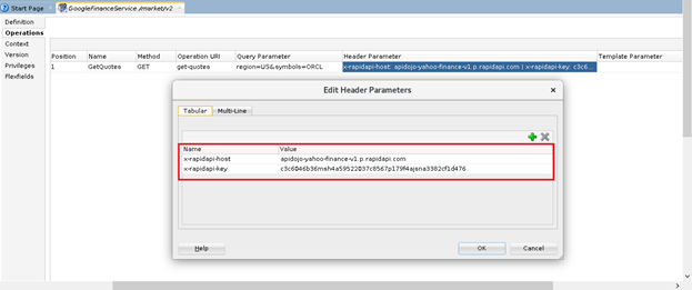 Edit Header Parameters