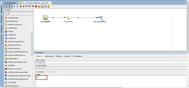 Drag and drop the PV_REGION variable into the package