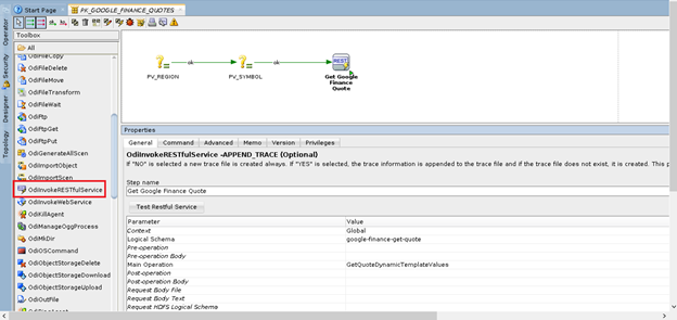 select OdiInvokeRESTfulService in Toolbox