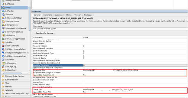 replace the values of the Response File and Trace File 