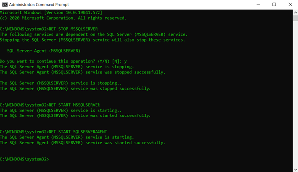 Using NET START/STOP to Control SQL Server Startup