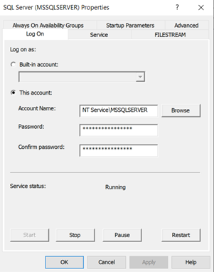 SQL Server Startup Credentials