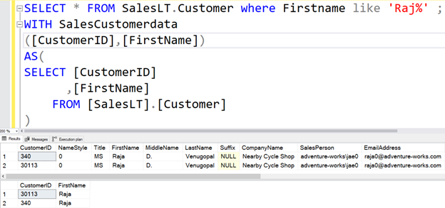 we terminate the first select statement using the semicolon operator