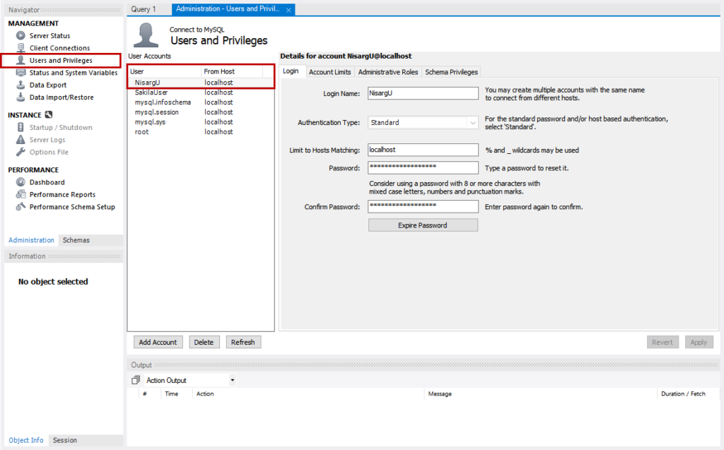 list of the users created on the MySQL Server