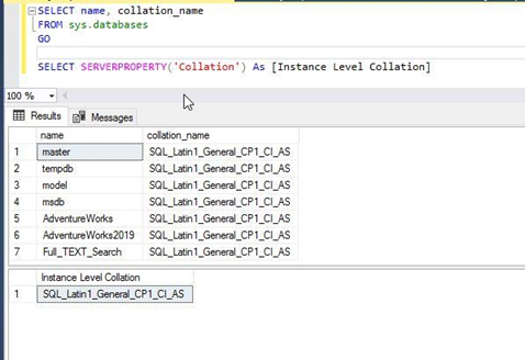 Output of the T-SQL Statement execution