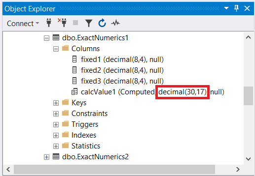 The computed column is a DECIMAL(30,17), not a DECIMAL(8,4)