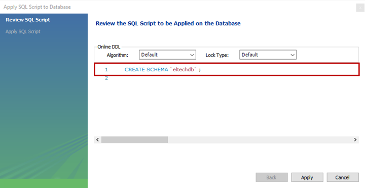 Create Schema script when creating the database