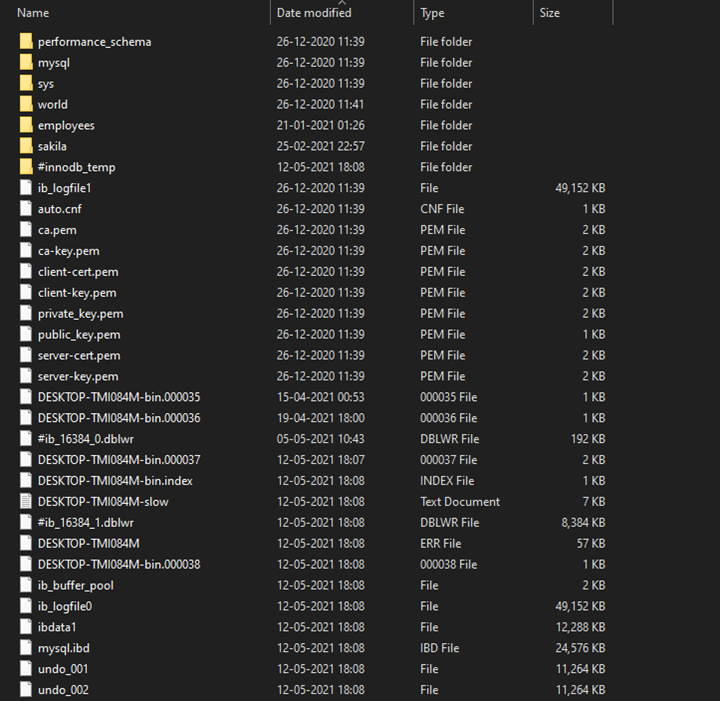 Drop database command deletes the EltechDB directory