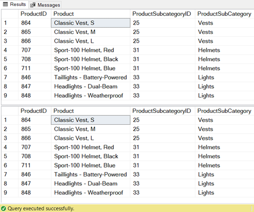 Result set of 2 queries using different join syntax.