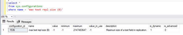 performing a SELECT on sys.configurations DMV