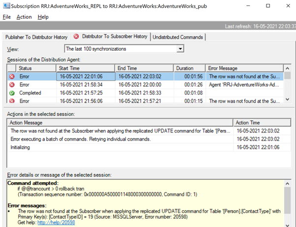 Row Not Found Errors