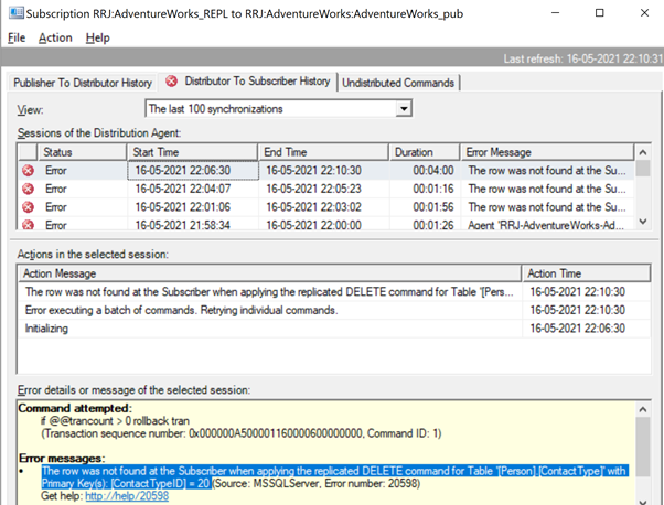 Row Not Found Errors