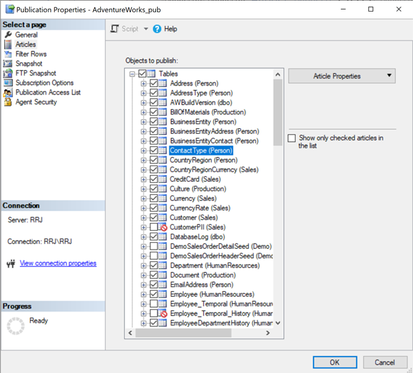 Check the ContactType (Person) table to add it back to the Replication