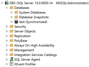 Data movement for the "test" database is paused